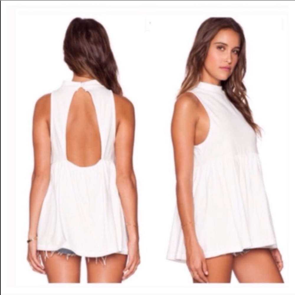 NWT Free People open back ivory mock neck tunic